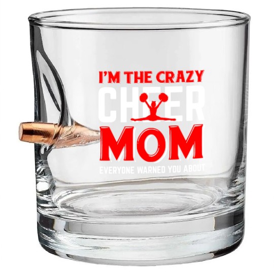 Crazy Cheer Mom Cheerleading Mommy Mother's Day Bullet Whiskey Glasses