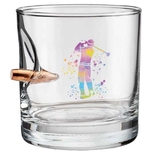 Golfer Colorsplash Kids Miniature Golf Bullet Whiskey Glasses