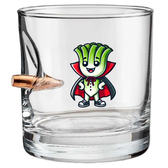 Cute Halloween Leek Vampire Cartoon Green Bullet Whiskey Glasses