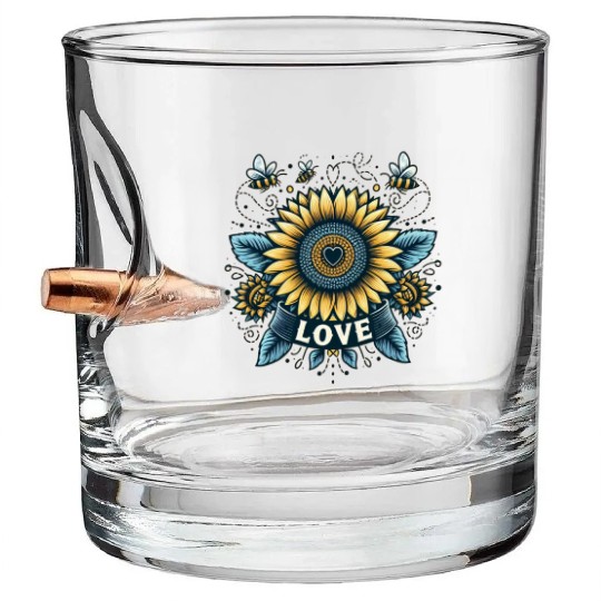 Sunflower Love Bullet Whiskey Glasses