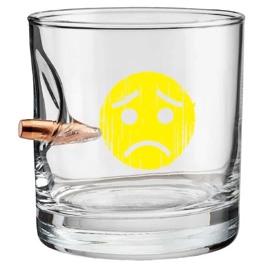 Depressed Emoticon Bullet Whiskey Glasses