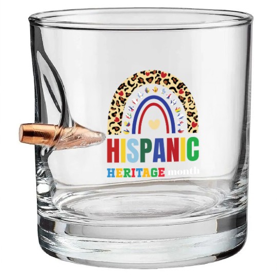 Peace love hispanic heritage colorful rainbow colo Bullet Whiskey Glasses