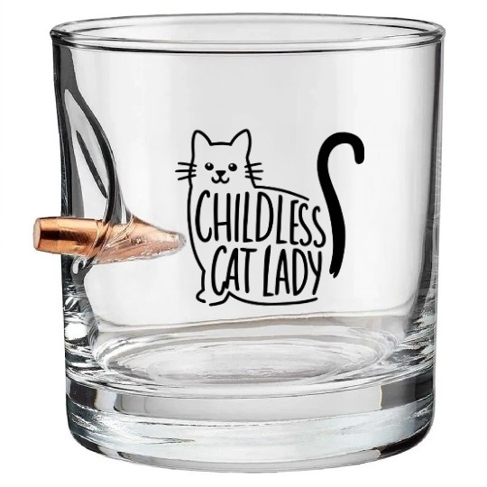 Childless Cat Lady Kamala Harris Bullet Whiskey Glasses
