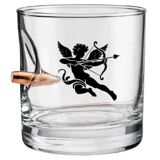 classic cupid shooting his love arrows Bullet Whiskey Glasses