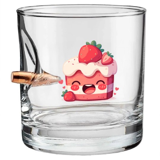 Kawaii Strawberry Cake Slice Bullet Whiskey Glasses