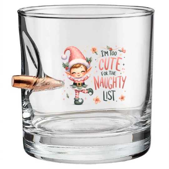 Cute Elf: Too Cute for the Naughty List Bullet Whiskey Glasses
