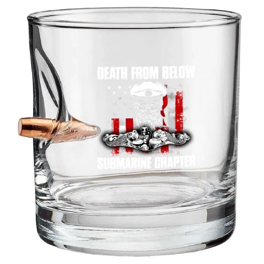 Death From Below Submarine Chapter Patriotic Bullet Whiskey Glasses
