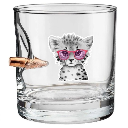 cheetah Animals with Glasses Bullet Whiskey Glasses