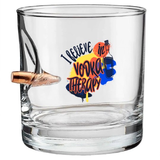 I Believe In Vodka Therapy Funny Alcohol Beer T-Sh Bullet Whiskey Glasses