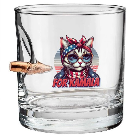 childless cat ladies for kamala Bullet Whiskey Glasses