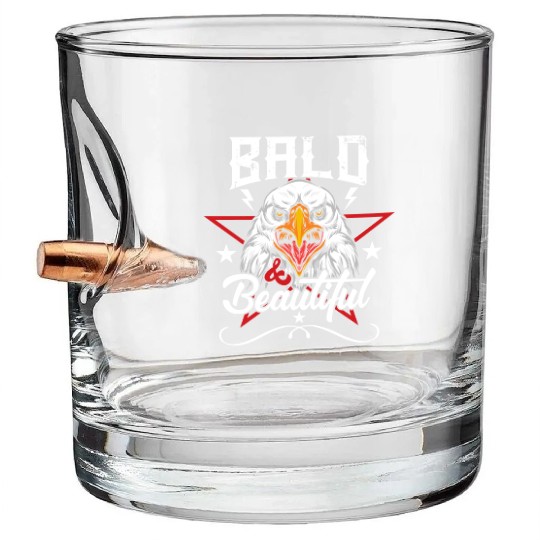 Bald & Beautiful American Eagle with Stars and Bullet Whiskey Glasses