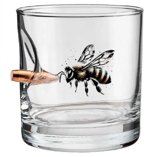 Honey Bee Insect Art 6 Bullet Whiskey Glasses