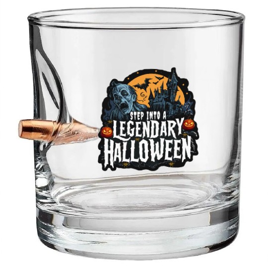 Spine Chilling Spooky Halloween Horror Design Bullet Whiskey Glasses