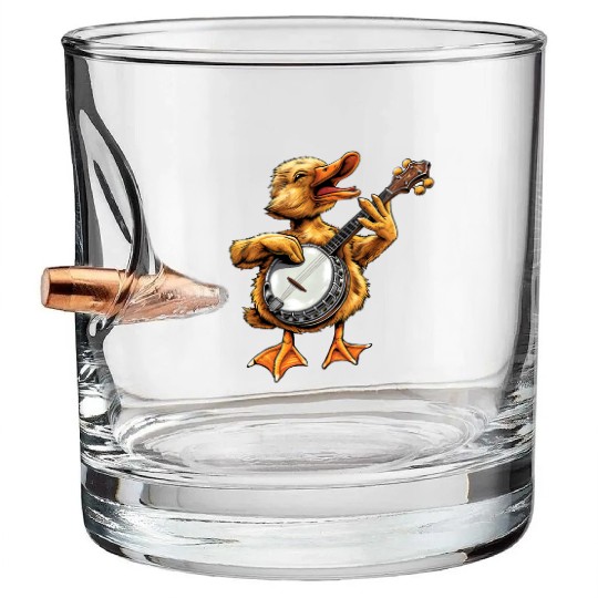 Ducks Farm Animal Farmer Bluegrass Banjo Player Bullet Whiskey Glasses