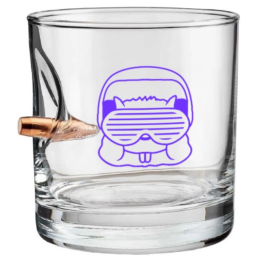 Cute DJ Hamster Party Animal Guinea Pig Pet Face Bullet Whiskey Glasses