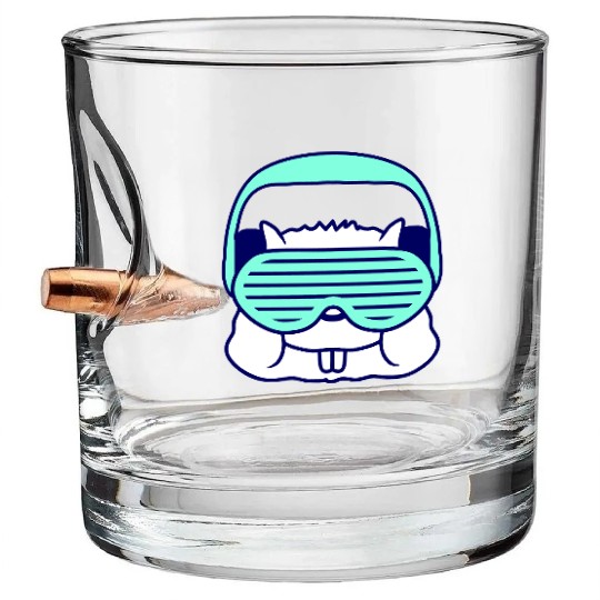 Cute DJ Hamster Party Animal Guinea Pig Pet Face Bullet Whiskey Glasses
