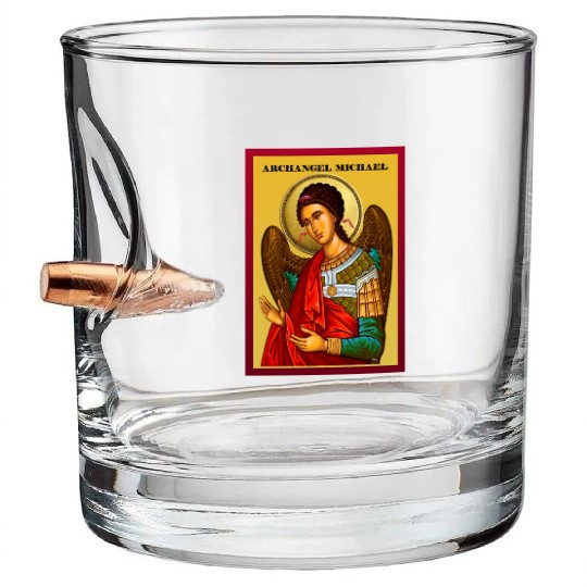 Archangel Michail Orthodox pray icon Bullet Whiskey Glasses