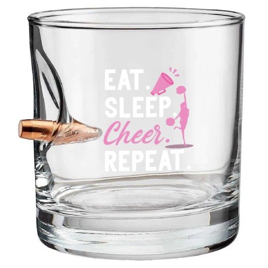 Cheerleading Dance Cheerleader Girls Eat Sleep Bullet Whiskey Glasses