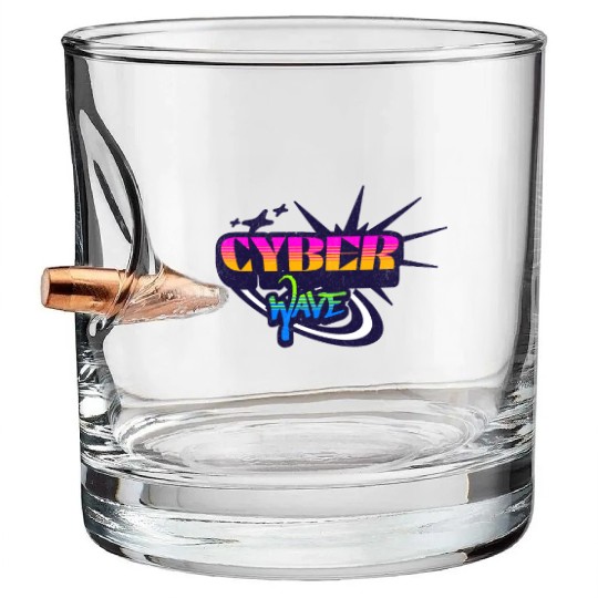 Cyber Wave - Neon Streetwear for Y2K fans Bullet Whiskey Glasses