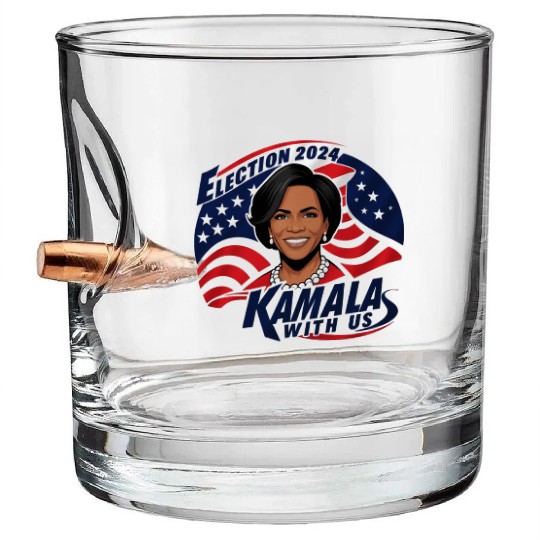 Bullet Whiskey Glasses design kamala, election 2024