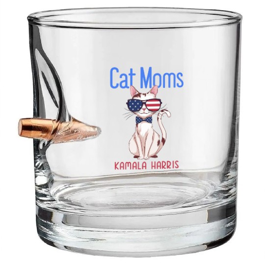 Cat Mom for Kamala Harris | 2024 Bullet Whiskey Glasses