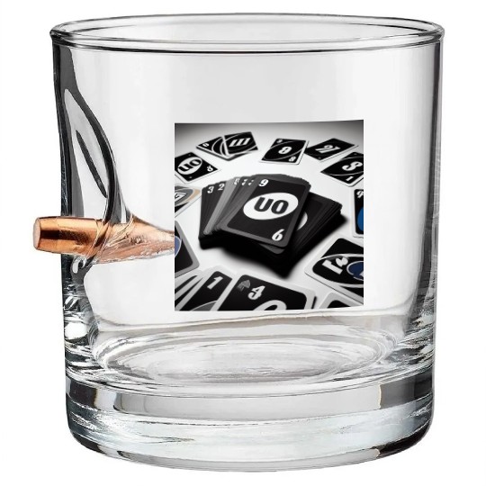 Black Uno Cards Bullet Whiskey Glasses