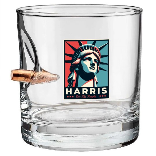 Harris 2024 statue of liberty Kamala Harris Bullet Whiskey Glasses