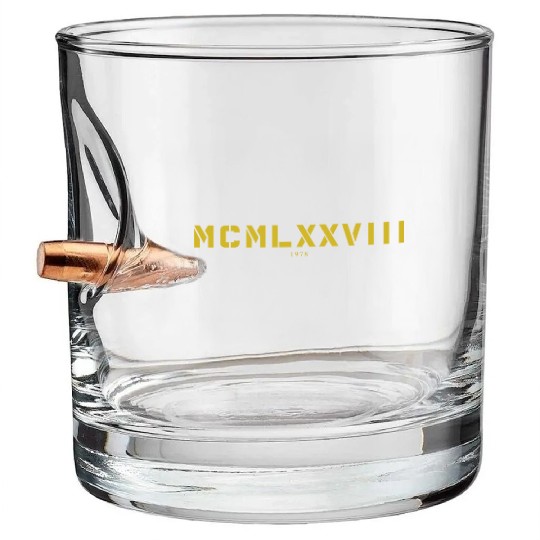 Roman numeral Year of birth Made in 1978 Bullet Whiskey Glasses