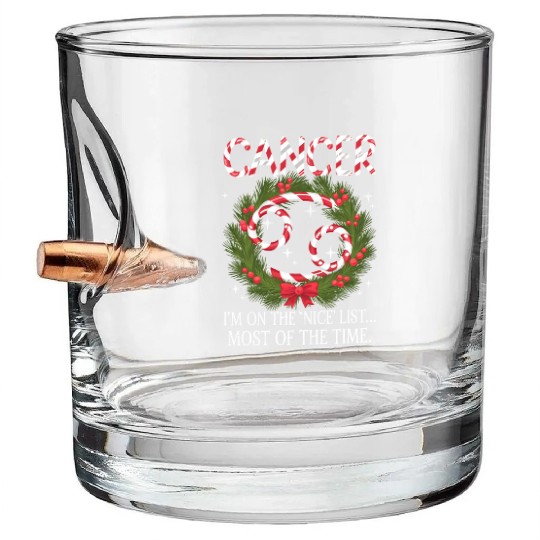Cancer Zodiac Christmas: Nice List Bullet Whiskey Glasses