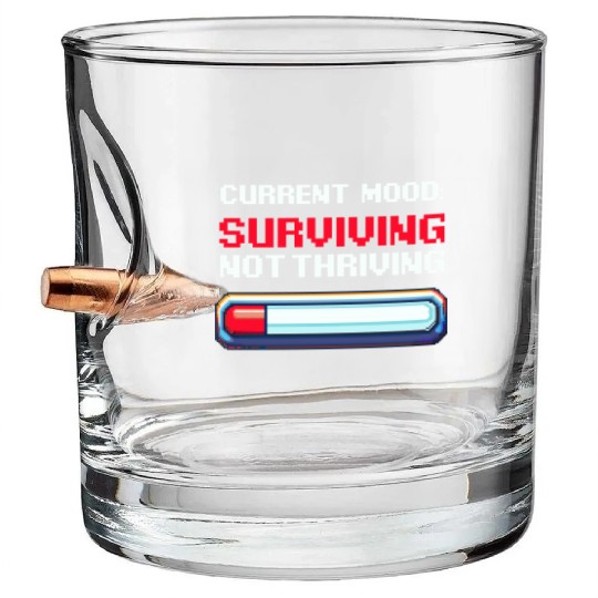 Depression Awareness Surviving, Not Thriving Bullet Whiskey Glasses