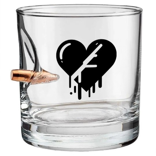 Heart broken hearts vector path15 Bullet Whiskey Glasses