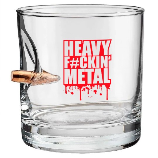 Heavy F#ckin' Metal Hard Rock Music Graffiti Spray Bullet Whiskey Glasses