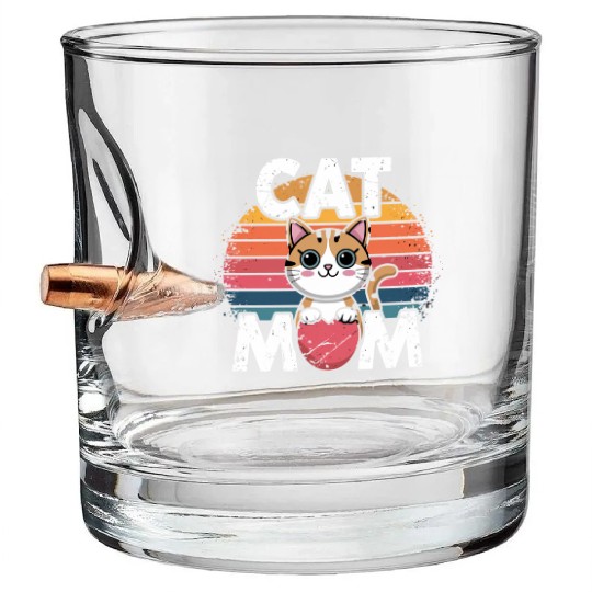 Cat Mom Bullet Whiskey Glasses