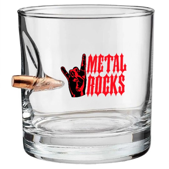 Heavy metal rocks hard rock music fun hand gesture Bullet Whiskey Glasses