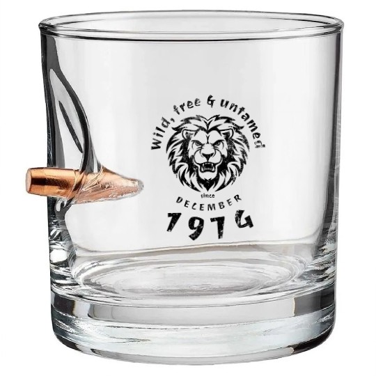 50th birthday Wild, free & untamed since 12/1974 Bullet Whiskey Glasses