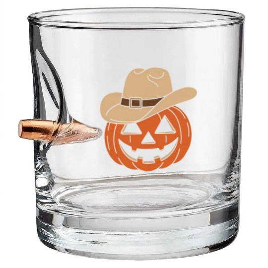 Howdy Pumpkin Halloween Bullet Whiskey Glasses
