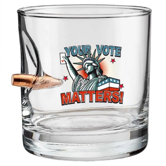 Statue of Liberty & voting card -Your Vote Matters Bullet Whiskey Glasses