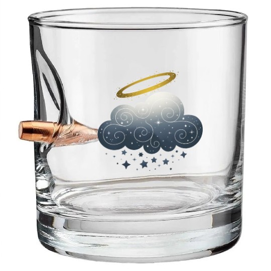 Celestial Embrace Cloud and Star in a Magical Glow Bullet Whiskey Glasses