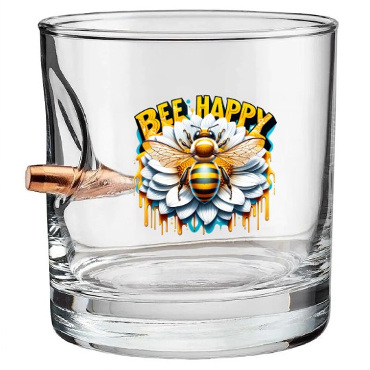 Bee Happy Bullet Whiskey Glasses