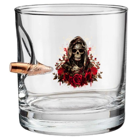 Santa Muerte Folk Saint Bullet Whiskey Glasses