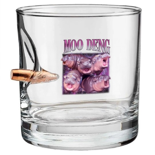 I Love Moo Deng Bootleg I love you Bouncy Pig Bullet Whiskey Glasses