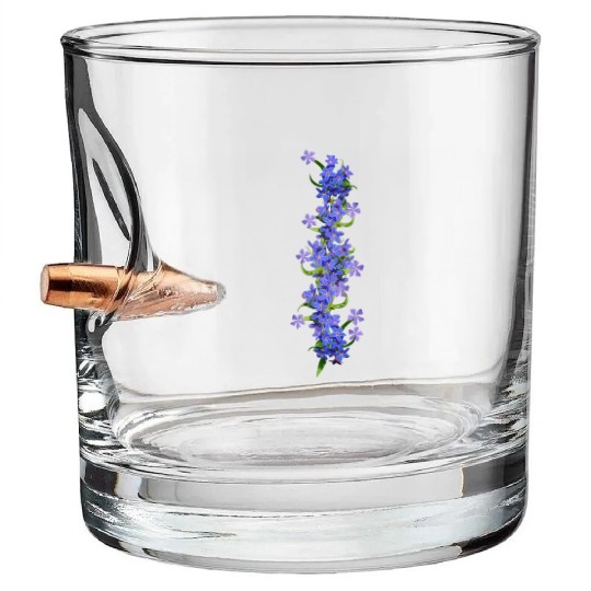 evergreen blue flowers blue blooms Bullet Whiskey Glasses
