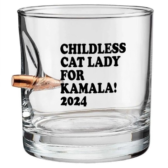 Childless Cat Lady For Kamala 2024 Bullet Whiskey Glasses