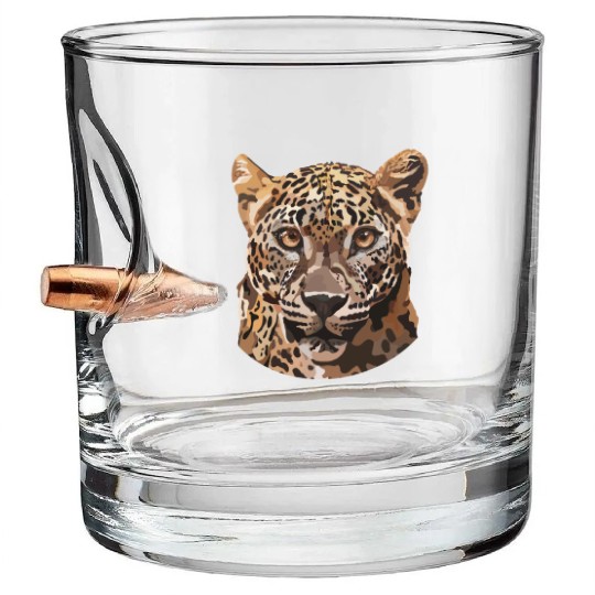 African Leopard poster Bullet Whiskey Glasses