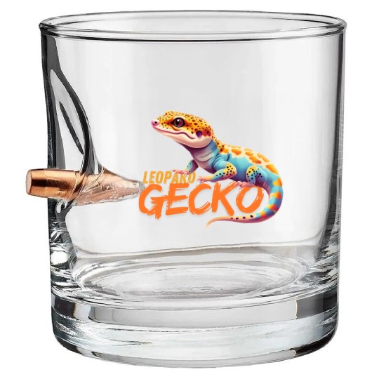yellow leopard gecko Bullet Whiskey Glasses