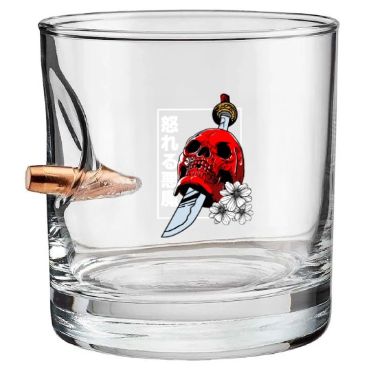 Japanese skull Demon Vaporwave Harajuku Aesthetic Bullet Whiskey Glasses