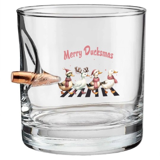 Merry Ducksmas Cute Ducks Farm Animals Christmas Bullet Whiskey Glasses
