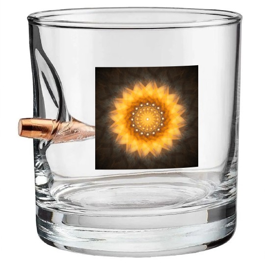 Geometric Sunflower Mandala Art Print Bullet Whiskey Glasses