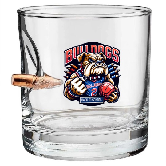 Bulldogs Mascot Back To School Team Spirit Bullet Whiskey Glasses