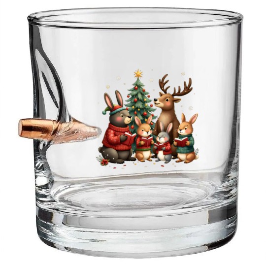 Woodland Animals Christmas Bullet Whiskey Glasses